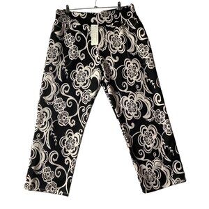 Floral Pocketed Pull On Pants Women Size 2XL‎ Black White Style #P042 J Mode NWT